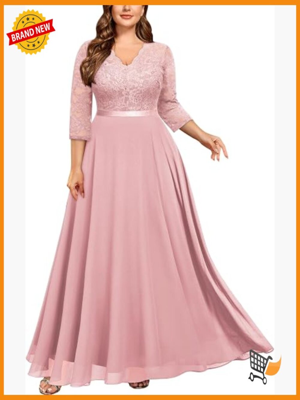 Plus Size Formal Floral Lace V Neck Maxi Dress